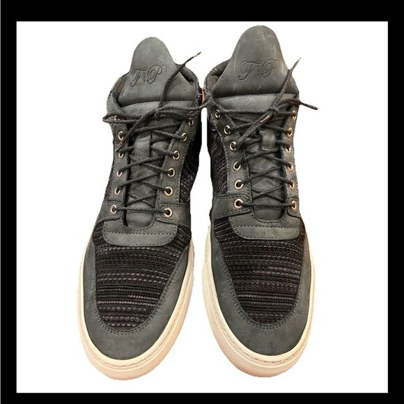 Filling Pieces High Top Sneakers US 11.5–12 Navy Suede Leather Handmade Portugal - Picture 3 of 14
